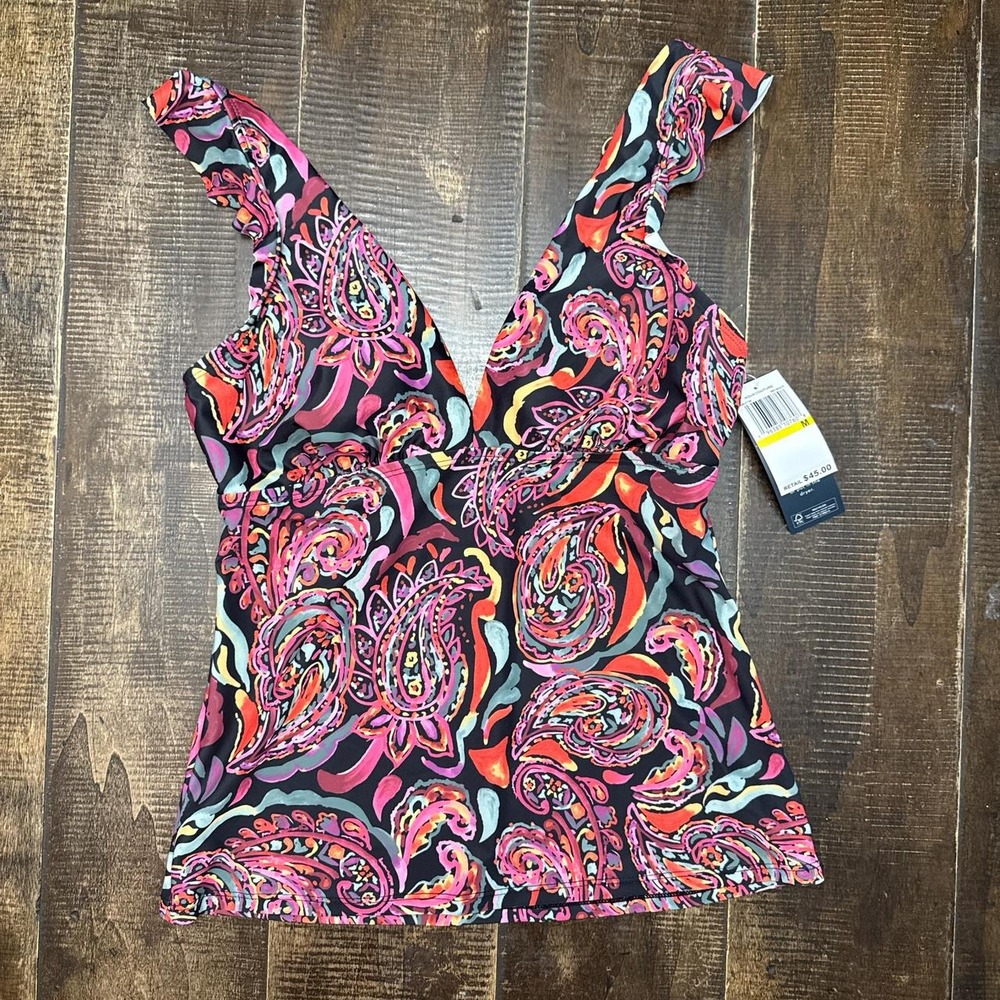 Aqua Couture Multicoloured Paisley Print Tankini Swim Top